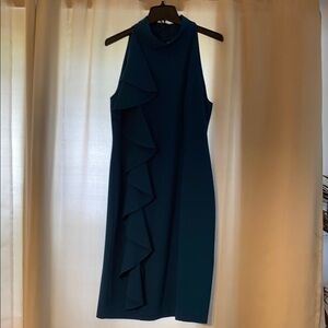 Eliza J Blue Ruffled Asymmetrical Cocktail Dress